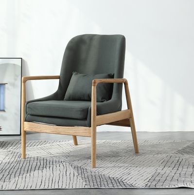 Cadeira de sofá único de madeira estofada cinza/verde para mobiliário de sala de estar moderna