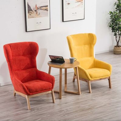 65cm*52cm*93cm Modern Lounge Chair com segurança e pernas de madeira maciça em vermelho/amarelo/verde/azul/branco/café/cinzento/rosa