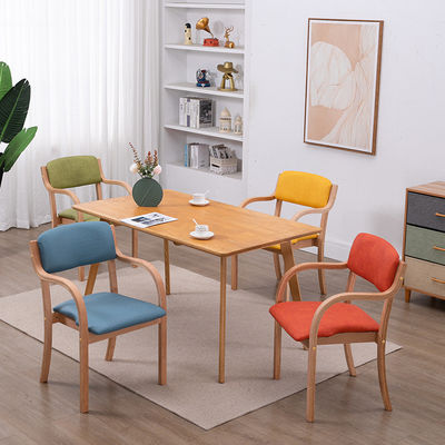 Cadeira Específica de Comida Madeira Tecido de Luxo PU Couro Estilo Francês Sala de Jantar Curvada Cadeira de Jantar de Madeira para Casas Modernas