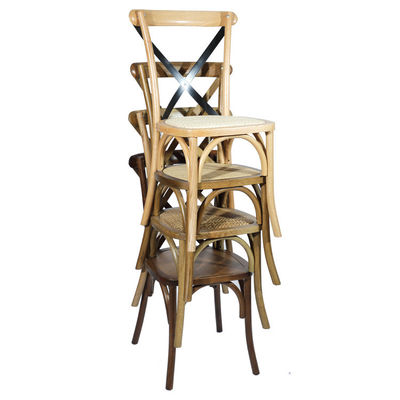 Desenhos personalizados Nórdico Moderno Rattan Cross Back Empilhável Banquete de Madeira Sólida Casamento Cadeira de Madeira Serviço OEM Aceito