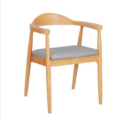 Restaurante Mobiliário de Sala de Jantar Cadeira de Braços de Madeira Moderna com Estrama de Madeira Sólida e Assento de PU