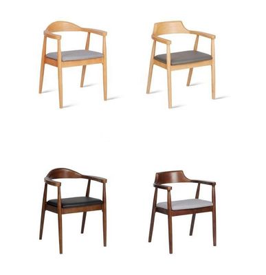 Restaurante Mobiliário de Sala de Jantar Cadeira de Braços de Madeira Moderna com Estrama de Madeira Sólida e Assento de PU