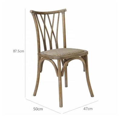 Cadeira de madeira vintage X Cross Back para evento de casamento no hotel restaurante banquete jantar cadeira de casamento empilhável e antiga