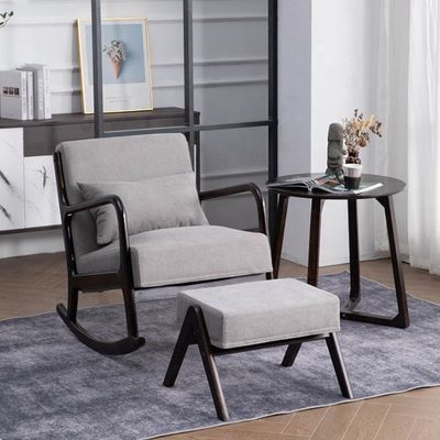 Mobiliário de sala de estar de estilo europeu Madeira estofada de madeira maciça Sofá balançador cadeira com embalagem de correio