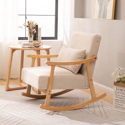 Mobiliário de sala de estar de estilo europeu Madeira estofada de madeira maciça Sofá balançador cadeira com embalagem de correio