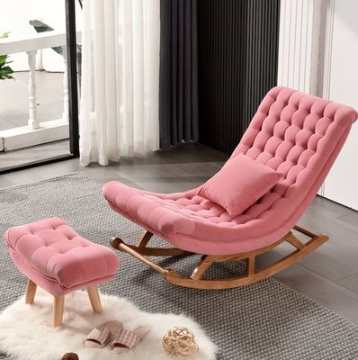 Cadeira balançante de madeira maciça de estilo europeu com sofá estofado Cadeira W60*D106*H76cm