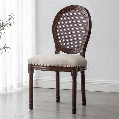 Antique Design Europe Vantage Interior de madeira maciça redonda Cane Rattan Back Cadeira de jantar para estilo tradicional na Europa