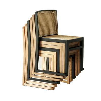 Cadeira de refeição em rotão empilhada Cadeira sem braços de madeira personalizada para sala de jantar W49CM*D42.5CM*H80CM