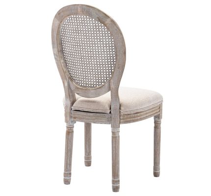 Cadeira de jantar de estilo francês vintage revestida de couro PU com design empilhável e madeira maciça