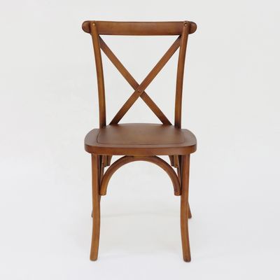 Mobiliário comercial empilhável Vintage Cross X back Cadeiras de jantar de madeira para casamentos Eventos e restaurantes