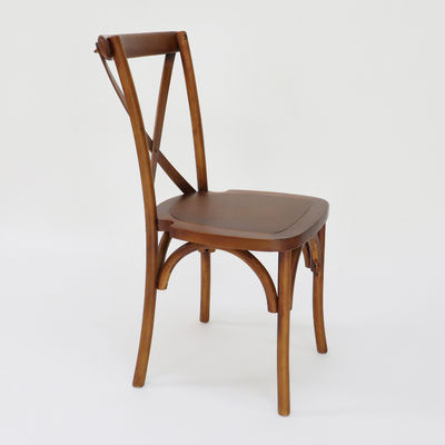 Mobiliário comercial empilhável Vintage Cross X back Cadeiras de jantar de madeira para casamentos Eventos e restaurantes