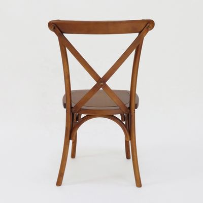 Mobiliário comercial empilhável Vintage Cross X back Cadeiras de jantar de madeira para casamentos Eventos e restaurantes