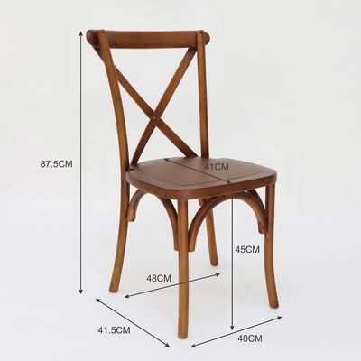 Mobiliário comercial empilhável Vintage Cross X back Cadeiras de jantar de madeira para casamentos Eventos e restaurantes