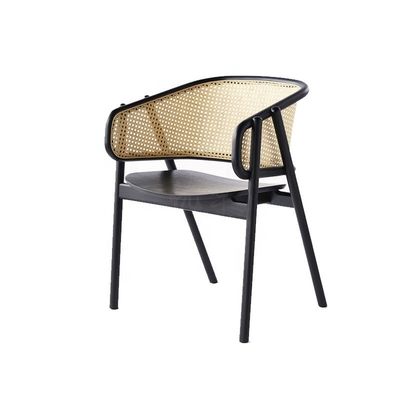 Cadeira de refeição de rotão de madeira maciça de estilo dobrado para sala de estar e sala de jantar