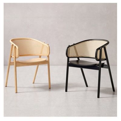 Cadeira de refeição de rotão de madeira maciça de estilo dobrado para sala de estar e sala de jantar