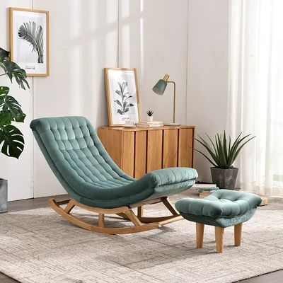 Serviço OEM Aceito Madeira Sólida Tecido Tufted Único Recreio Sofá balançando Cadeira NO dobrado