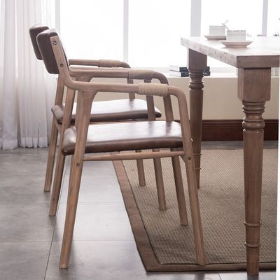 Mobiliário de sala de jantar Madeira maciça estilo vintage corda Decorado cadeira de jantar