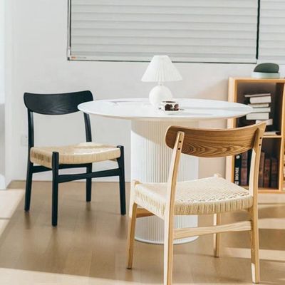 Mobiliário clássico de sala de jantar e sala de estar Bom design Cadeiras antigas de carvalho de madeira Wishbone com assento de corda