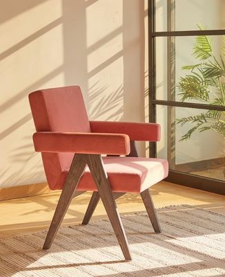 NO Dobrado Último Design Mobiliário para o Lar Cadeira de sala de estar estofada com cadeiras de acento de madeira maciça