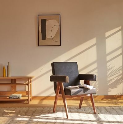 NO Dobrado Último Design Mobiliário para o Lar Cadeira de sala de estar estofada com cadeiras de acento de madeira maciça