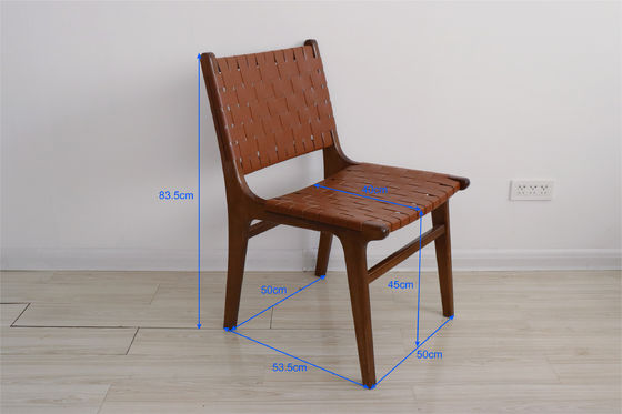 Logotipo personalizado Cadeiras de lazer ao ar livre Mobiliário de madeira maciça Estilo de design moderno com cadeira de jantar tecida de couro PU