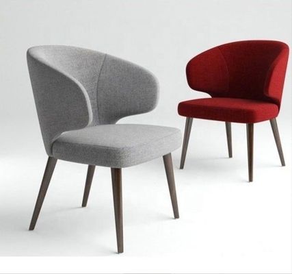 Cadeira de refeição com apoio de costas de asa de veludo de perna de madeira para uma refeição confortável e elegante