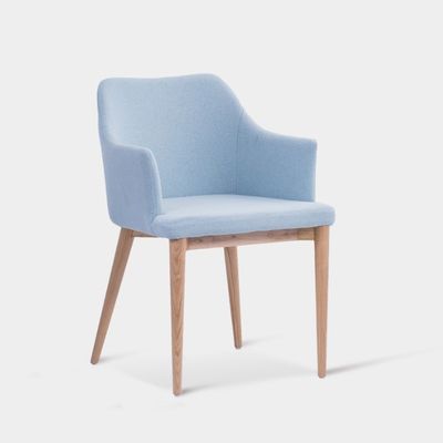 Cadeira de jantar de hotel restaurante com quadro de madeira de cinzas sólidas e assento de espuma de tecido metálico estofado