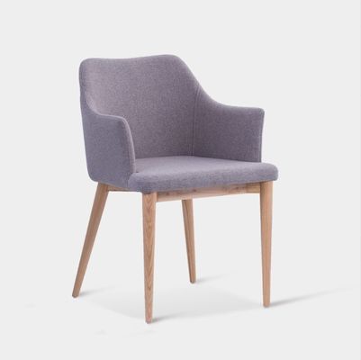 Cadeira de jantar de hotel restaurante com quadro de madeira de cinzas sólidas e assento de espuma de tecido metálico estofado