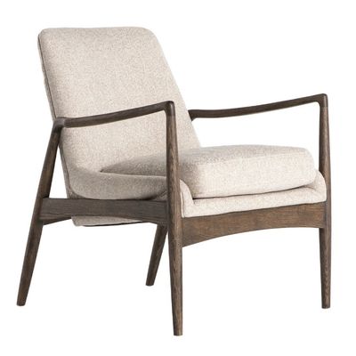 Mobiliário de sala de estar individual Sofá de madeira estofado Cadeira com tecido e almofada de espuma em moldura de madeira