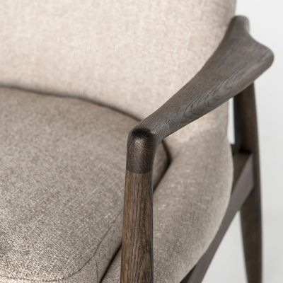 Mobiliário de sala de estar individual Sofá de madeira estofado Cadeira com tecido e almofada de espuma em moldura de madeira