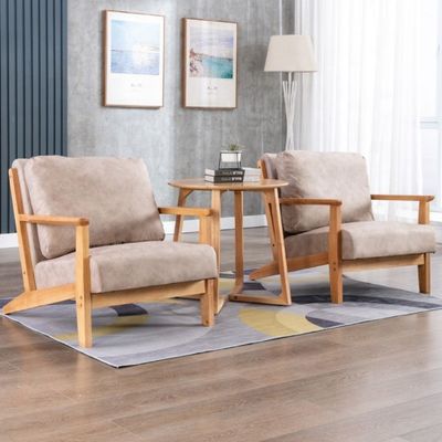 Nordic Morden Sofá único de madeira maciça Vintage Cadeira de braço de lazer de madeira Sofá estofado Cadeira reclinável