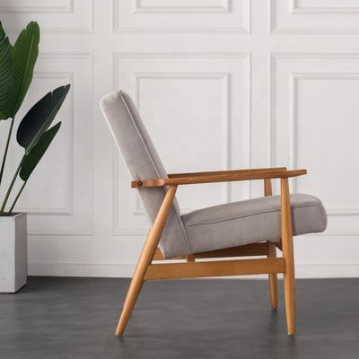 Cadeira de sala de estar Cadeiras de salão clássicas de madeira com encosto de braço de tecido vintage e assento de almofada