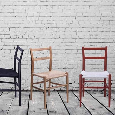 Banquete Hotel Restaurante ou Casa Cadeira simples de encosto com tecido de corda de cânhamo e pernas de madeira