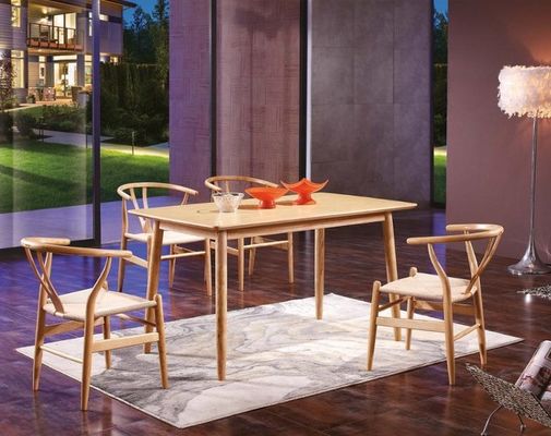 Conjunto de mesa de jantar e cadeira de madeira maciça com altura ajustável