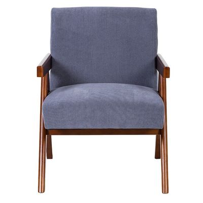 Cadeira de madeira e tecido personalizada de estilo moderno Cadeira de sofá único de estofamento personalizado nórdico