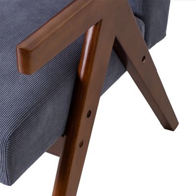 Cadeira de madeira e tecido personalizada de estilo moderno Cadeira de sofá único de estofamento personalizado nórdico