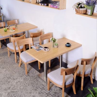 Mesa de jantar e cadeiras redondas de madeira maciça para a loja de chá de leite Negociação Café Restaurante Ocidental Fast Food Snack Bar