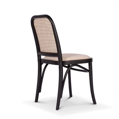 Cadeira de jantar clássica de madeira maciça em rotinol preto para habitação Restaurante Hotel Estilo de design moderno