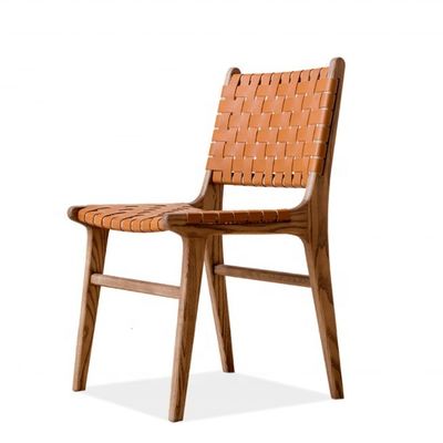 Garantia de dois anos Cadeira de jantar de madeira com estrutura de madeira maciça e almofada de cadeira de couro PU