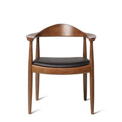 Cadeira de jantar moderna com apoio de braço Cadeira de madeira com couro PU e móveis de sala de jantar