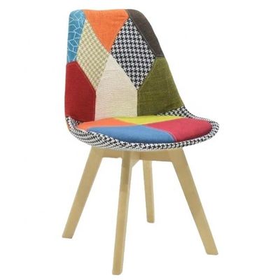 Mobiliário de Sala de Jantar Moderno Cobre de Tecido Personalizado Cadeira Patchwork com pernas de faixa Estilo de Design