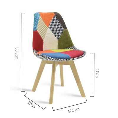 Mobiliário de Sala de Jantar Moderno Cobre de Tecido Personalizado Cadeira Patchwork com pernas de faixa Estilo de Design