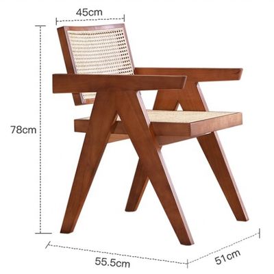 Cadeira de Wicker de Rattan de tecido acolchado confortável para experiência de refeição em casa e restaurante