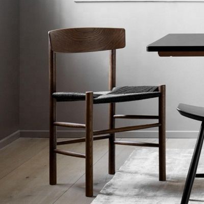 Assento de cordão de papel natural ajustável Cadeira de jantar de madeira de cinza Estilo de design moderno com assento ajustável