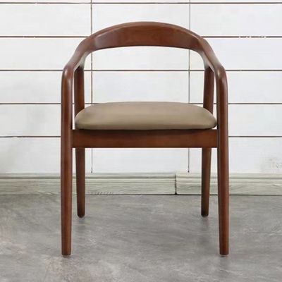 Cadeira de jantar de madeira maciça com perna de couro para restaurante Café Hotel NÃO Dobrada em estilo antigo