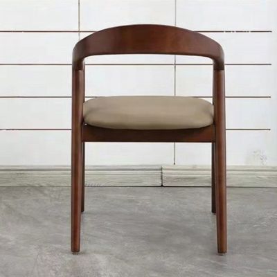 Cadeira de jantar de madeira maciça com perna de couro para restaurante Café Hotel NÃO Dobrada em estilo antigo