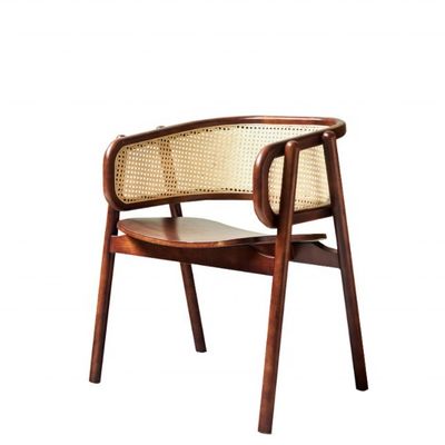 Escola Nordic Wood Cane Wicker Rattan Back Cadeira de Jantar Sala de estar Cadeira de Jantar Rattan Negro Relax Cadeira de Cane