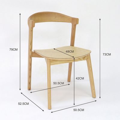 Elegante e confortável cadeira de lazer moderna de madeira de cinza para Café Hotel Restaurante 53cm*50cm*76cm