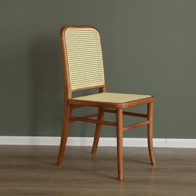 Mobiliário geral de sala de jantar Cadeira de mesa de madeira maciça com banco de rotão e encosto de cana
