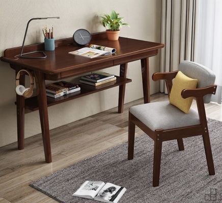 Cadeira de mesa de madeira maciça com almofada estofada e design antigo